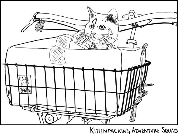 Moondust Apparel Kittenpacking Adventure Squad Tee Puts a Cat in a (Bike) Basket