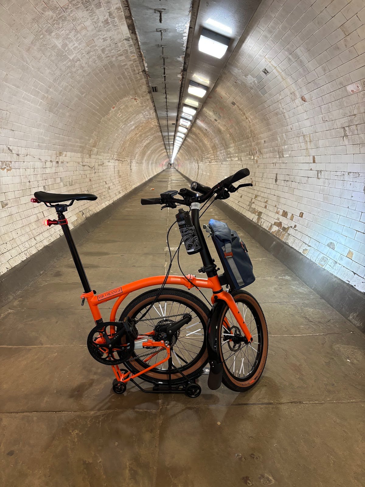 Under the Thames on a Brompton
