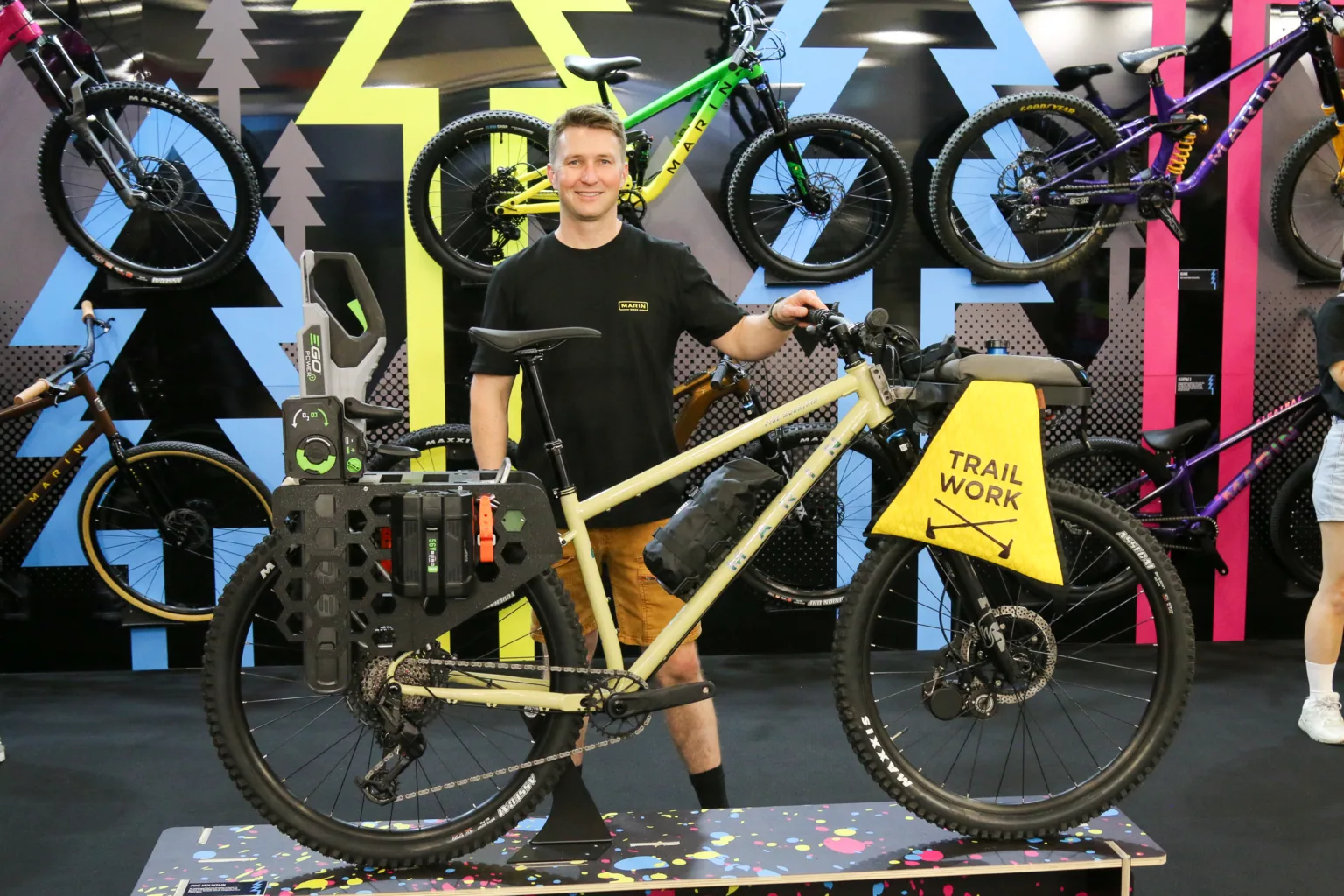 Outsidebrendan Ultimate Trail Builder Bike has Chainsaw Storage and Runs on Same Battery!
